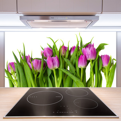 Crédence de cuisine en verre Tulipes floral rose vert