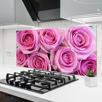 Crédence de cuisine en verre Roses floral rose