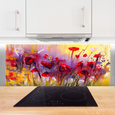 Crédence de cuisine en verre Fleurs art multicolore