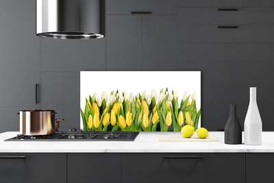 Crédence de cuisine en verre Tulipes floral jaune vert