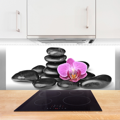 Crédence de cuisine en verre Fleurs pierres art rose noir