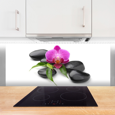 Crédence de cuisine en verre Pierres fleurs art rose noir