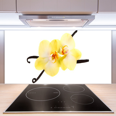 Panneaux de cuisine en verre Fleurs floral blanc jaune brun