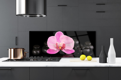 Panneaux de cuisine en verre Pierres fleurs floral rose noir
