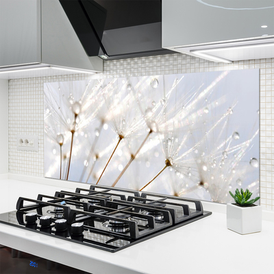 Panneaux de cuisine en verre Pissenlit floral blanc