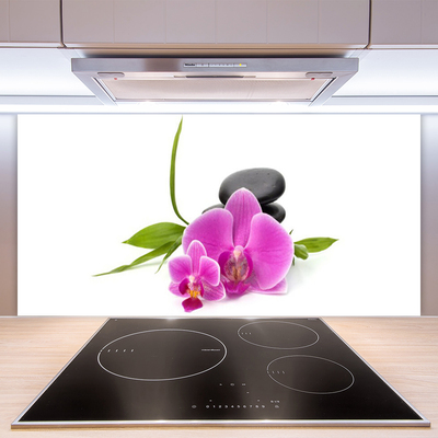 Panneaux de cuisine en verre Pierres fleurs floral rose noir