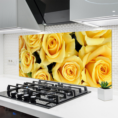 Panneaux de cuisine en verre Roses floral jaune