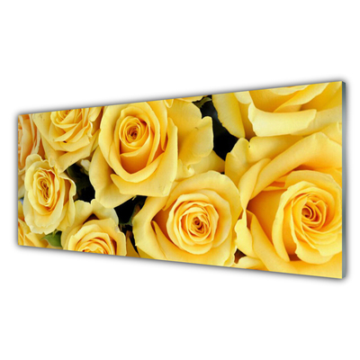 Panneaux de cuisine en verre Roses floral jaune