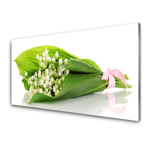 Panneaux de cuisine en verre Fleurs floral blanc vert