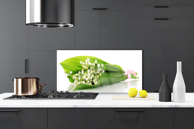 Panneaux de cuisine en verre Fleurs floral blanc vert