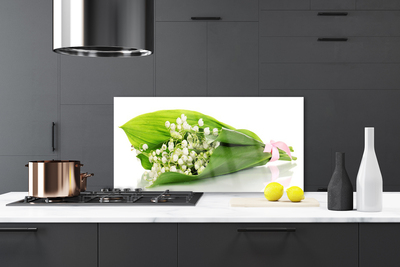 Panneaux de cuisine en verre Fleurs floral blanc vert