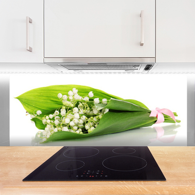 Panneaux de cuisine en verre Fleurs floral blanc vert