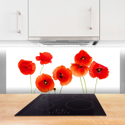 Panneaux de cuisine en verre Coquelicots floral rouge noir