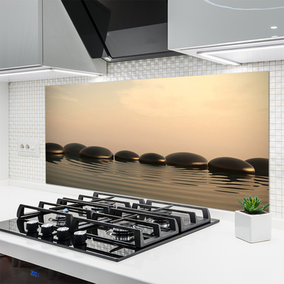 Panneaux de cuisine en verre Pierres eau art noir gris