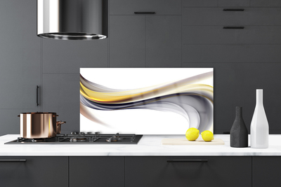 Panneaux de cuisine en verre Abstrait art jaune gris blanc