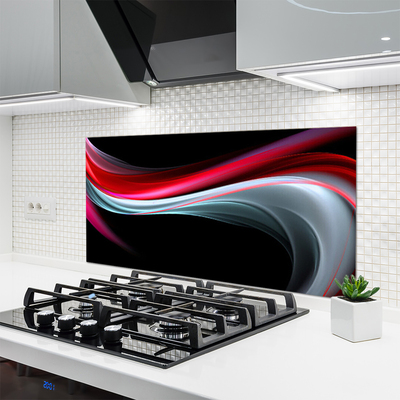 Panneaux de cuisine en verre Abstraction art rouge gris noir