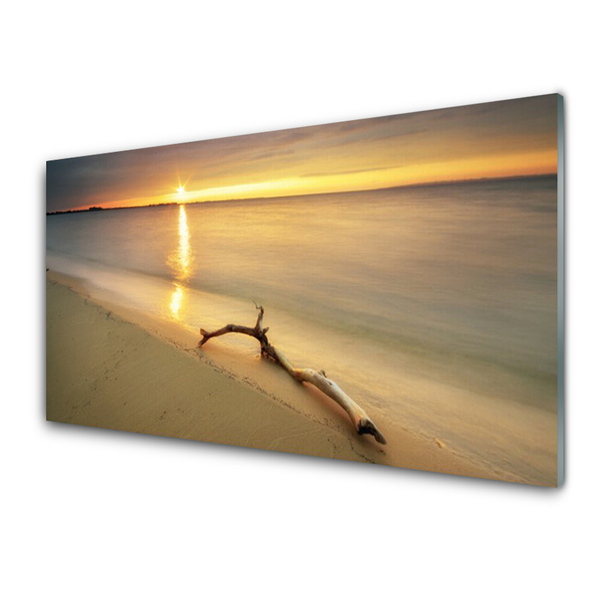 Panneaux de cuisine en verre Plage mer paysage brun bleu jaune