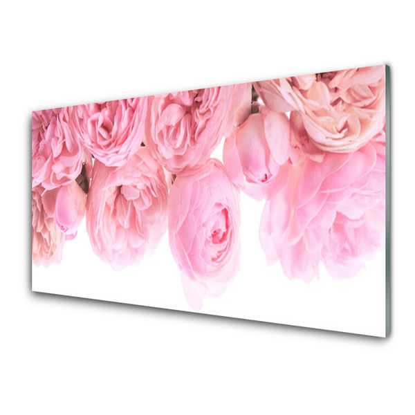 Panneaux de cuisine en verre Roses floral rose