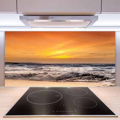 Panneaux de cuisine en verre Mer paysage brun gris jaune
