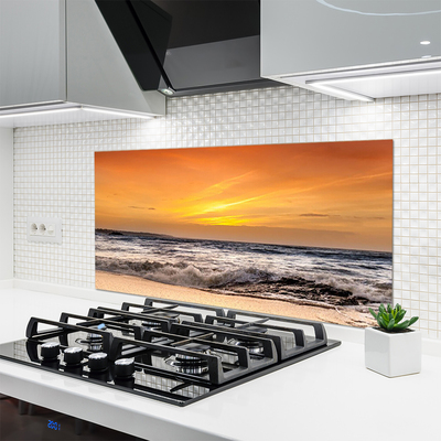 Panneaux de cuisine en verre Mer paysage brun gris jaune