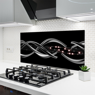Panneaux de cuisine en verre Abstrait art argent noir