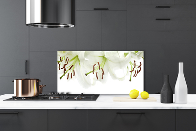 Panneaux de cuisine en verre Fleurs floral blanc vert brun