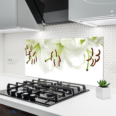Panneaux de cuisine en verre Fleurs floral blanc vert brun