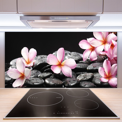 Panneaux de cuisine en verre Pierres fleurs floral rose noir