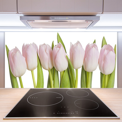 Panneaux de cuisine en verre Tulipes floral rose vert