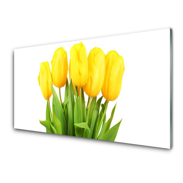 Panneaux de cuisine en verre Tulipes floral jaune