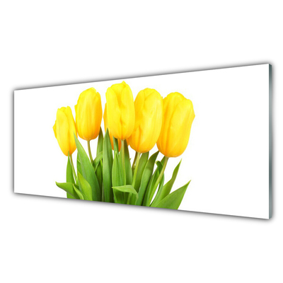 Panneaux de cuisine en verre Tulipes floral jaune