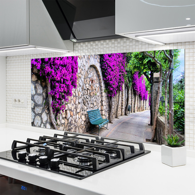 Panneaux de cuisine en verre Ruelle banc architecture gris bleu rose brun