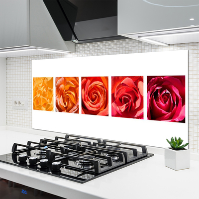 Panneaux de cuisine en verre Roses floral jaune orange rouge