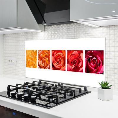 Panneaux de cuisine en verre Roses floral jaune orange rouge