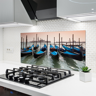 Panneaux de cuisine en verre Bateaux architecture noir bleu