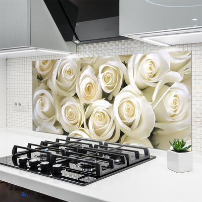 Panneaux de cuisine en verre Roses floral blanc