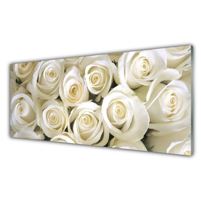 Panneaux de cuisine en verre Roses floral blanc