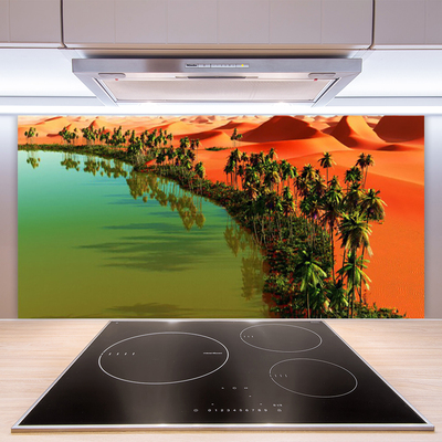 Panneaux de cuisine en verre Baie désert arbres paysage vert jaune