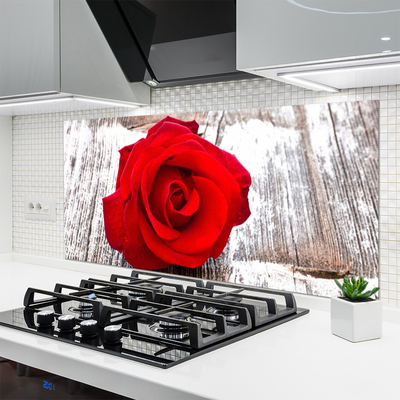 Panneaux de cuisine en verre Rose floral rouge