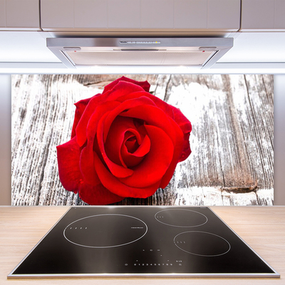 Panneaux de cuisine en verre Rose floral rouge