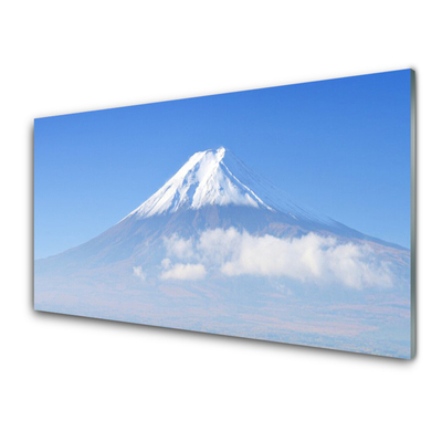 Panneaux de cuisine en verre Montagnes paysage blanc bleu