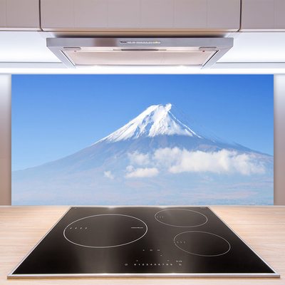 Panneaux de cuisine en verre Montagnes paysage blanc bleu