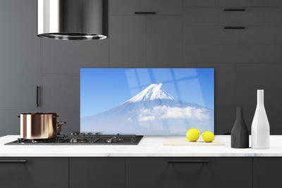 Panneaux de cuisine en verre Montagnes paysage blanc bleu