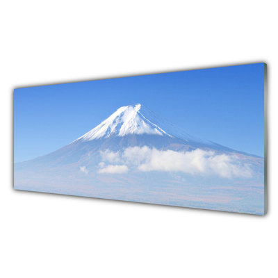 Panneaux de cuisine en verre Montagnes paysage blanc bleu