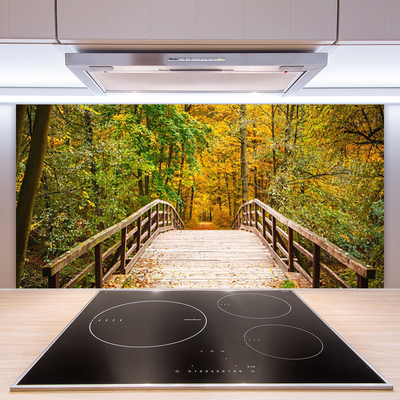 Panneaux de cuisine en verre Forêt pont architecture brun vert