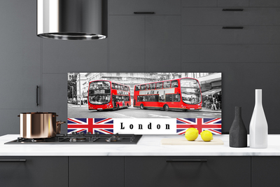 Panneaux de cuisine en verre Londres bus art gris rouge bleu blanc