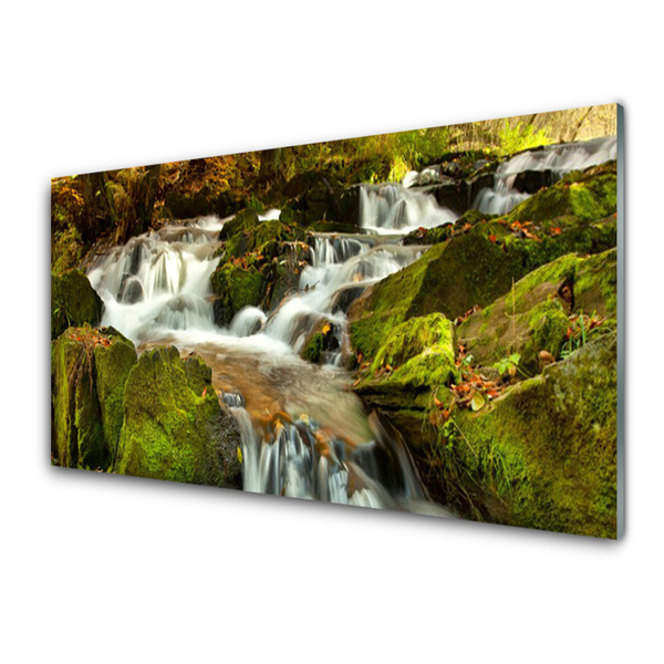 Panneaux de cuisine en verre Rochers cascade nature blanc vert