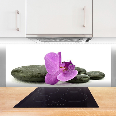 Panneaux de cuisine en verre Pierres fleurs art rose noir