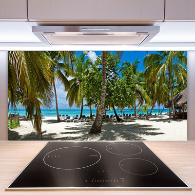 Panneaux de cuisine en verre Palmiers plage paysage brun vert