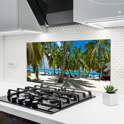 Panneaux de cuisine en verre Palmiers plage paysage brun vert
